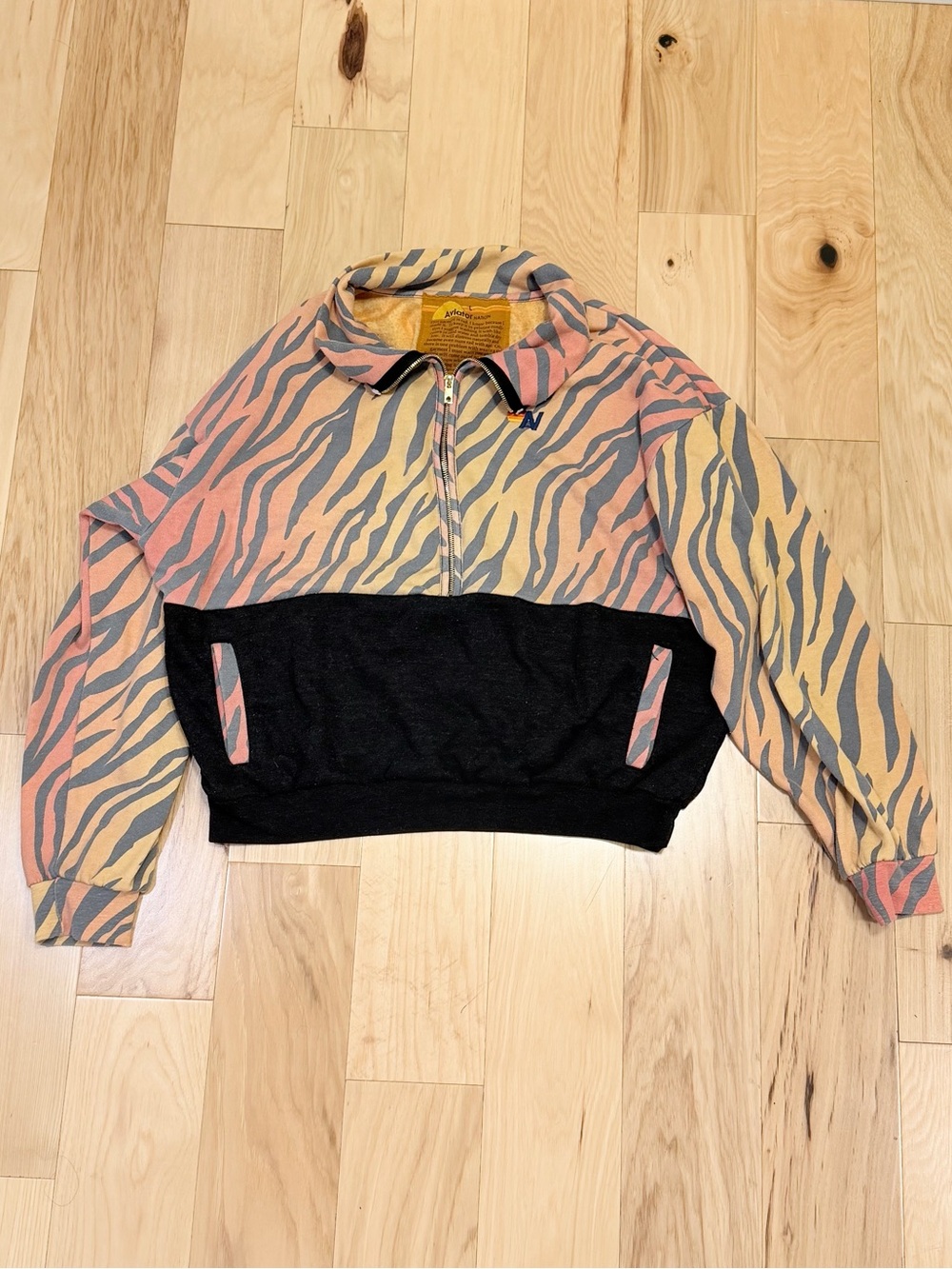 Aviator Nation Fleece Unisex Half Zip Color Block Jacket - Tiger